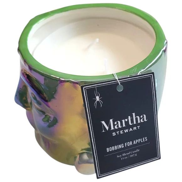 NEW Martha Stewart Iridescent Ceramic Frankenstein Soy Candle 14 oz Apple Scent - Picture 2 of 9